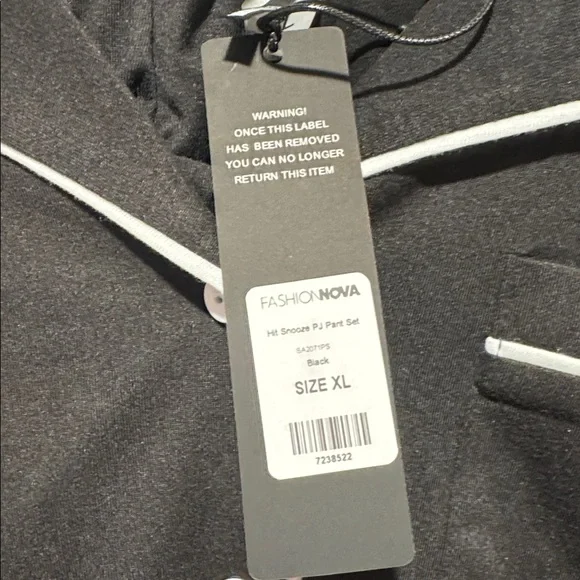 Fashion Nova Charcoal Pajama Set with White Piping - Picture 2 of 4